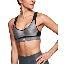 Under Armour Women's Warp Knit High Impact Heathered Bra Charcoal Light Heat 34B