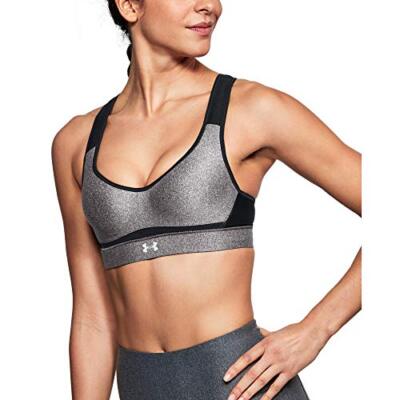 Under Armour Women's Warp Knit High Impact Heathered Bra Charcoal Light Heat 34B