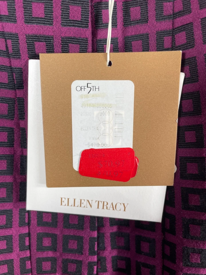 BNWT Ellen Tracy Womens Blazer Jacket Geometric Career Wear Purple Sz Medium - Image 4 of 4