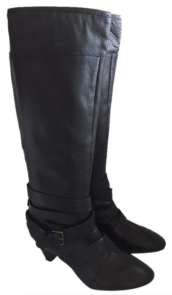Botas altas de cuero negras Cynthia Rowley Lainey - talla 37,5 / 7,5 - venta al por menor $288 Foto 2 de 4