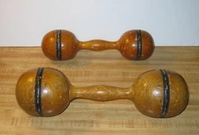 Antique Handmade Wood Dumbbells/Hand Weights