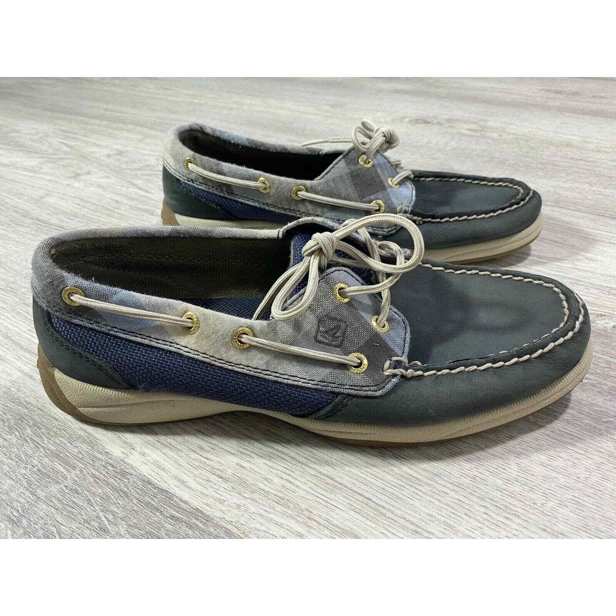 Sperry Blue Checkered Men\'s Slip-On Loafer Top Siders Navy blue Sperry Top-Sider loafers shoes 7M plaid Leather  main image 3
