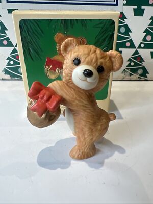 Vintage Zimtbär 1984 Weihnachten Punze Andenken Ornament neu im Karton