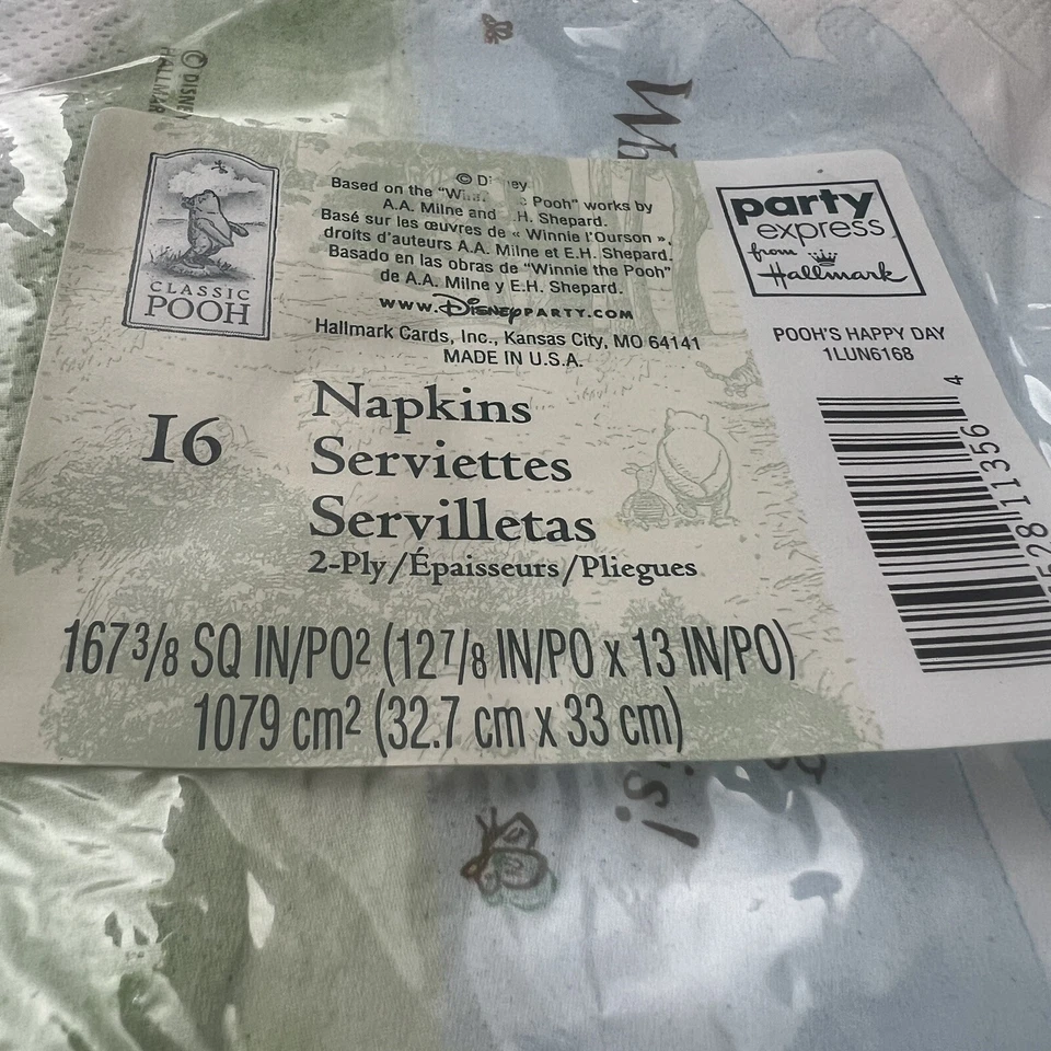 Servilletas de Fiesta Winnie the Pooh Vintage 1er Cumpleaños Sello Disney Nuevas Foto 4 de 4