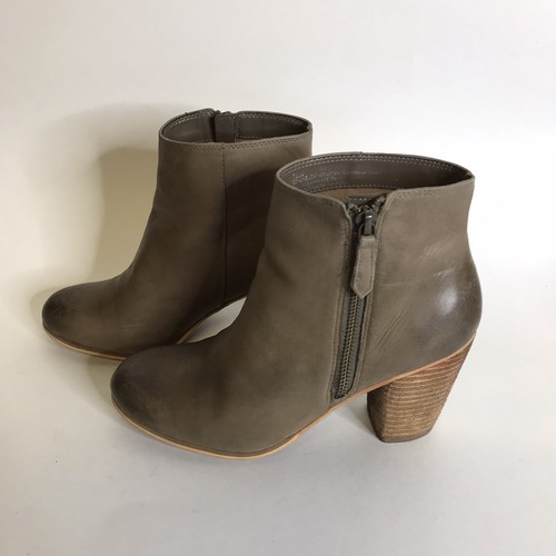 BP Womens Taupe Leather Distressed Ankle Boots, Side Zip, 3" Heel Size 7.5M - Picture 5 of 12