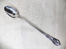 WALLACE ROSE POINT STERLING SILVER ICED TEA SPOON 7 1/2" NO MONOGRAM