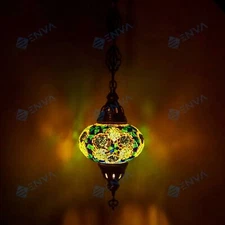 Turkish Moroccan Mosaic Ceiling Hanging Pendant Light Fixture Lamp - Free Bulb