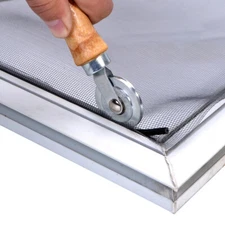 1X Screen Rolling Tool for Installing Window Door Screen Wood Handle Steel Wheel