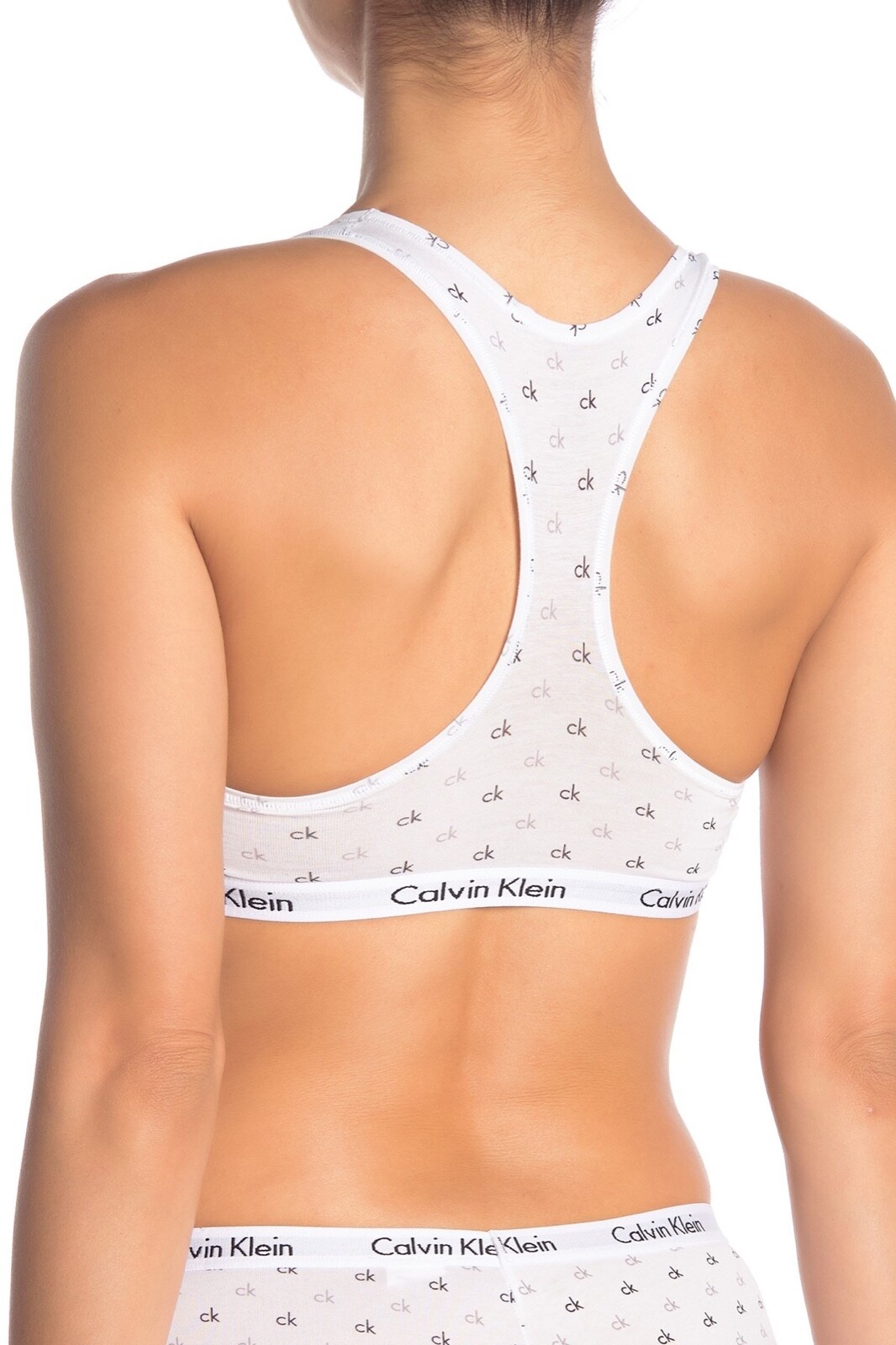 Calvin Klein Carousel Racerback Bralette CK Logo BLACK AND WHITE | eBay