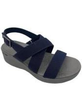 Skechers Pier-Lite Vegan Washable Sling-Back Wedges Night Owl Navy