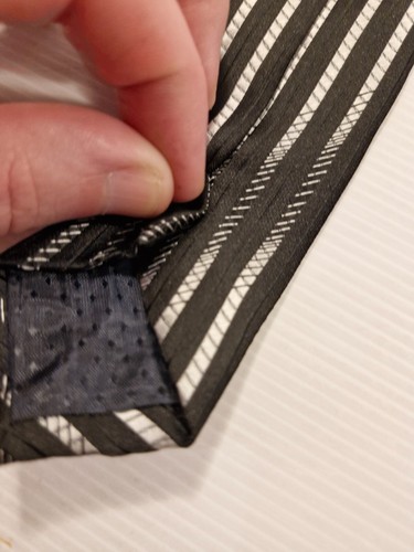 Gold Prince Hand Made Polyester Black & Sliver Skinny Business Formal Tie - Picture 4 of 5