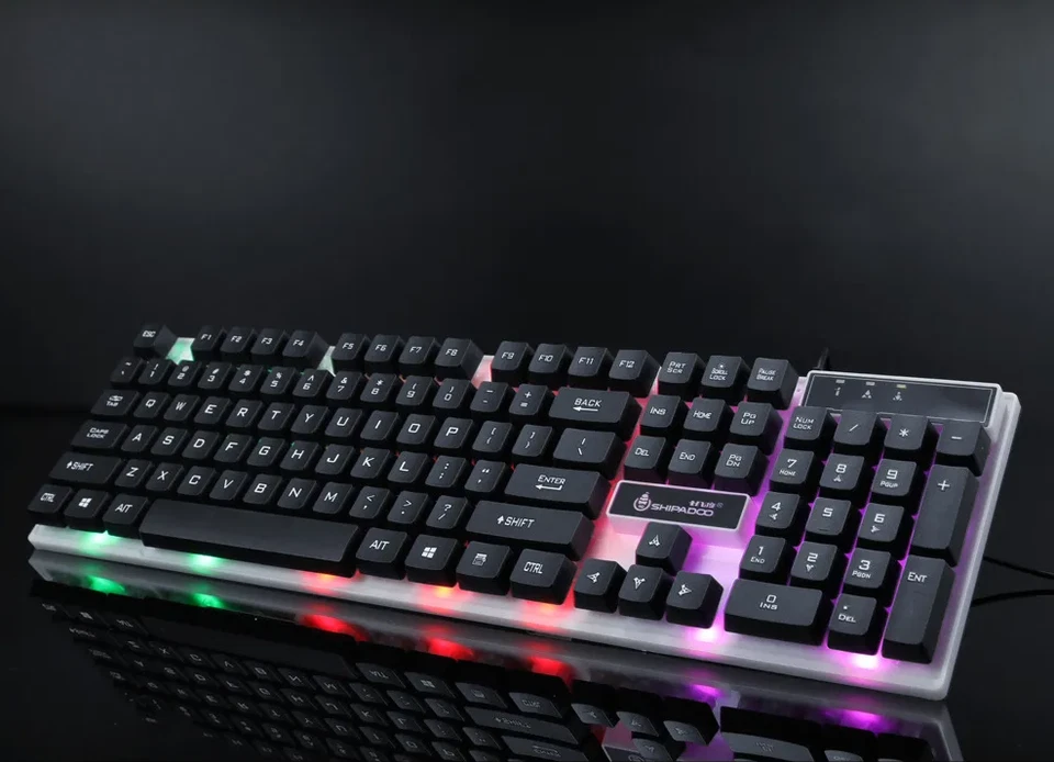 Rainbow Gaming Keyboard and Mouse Set,Waterproof Keyboard, 1000 DPI Mouse Black - Image 2 of 4