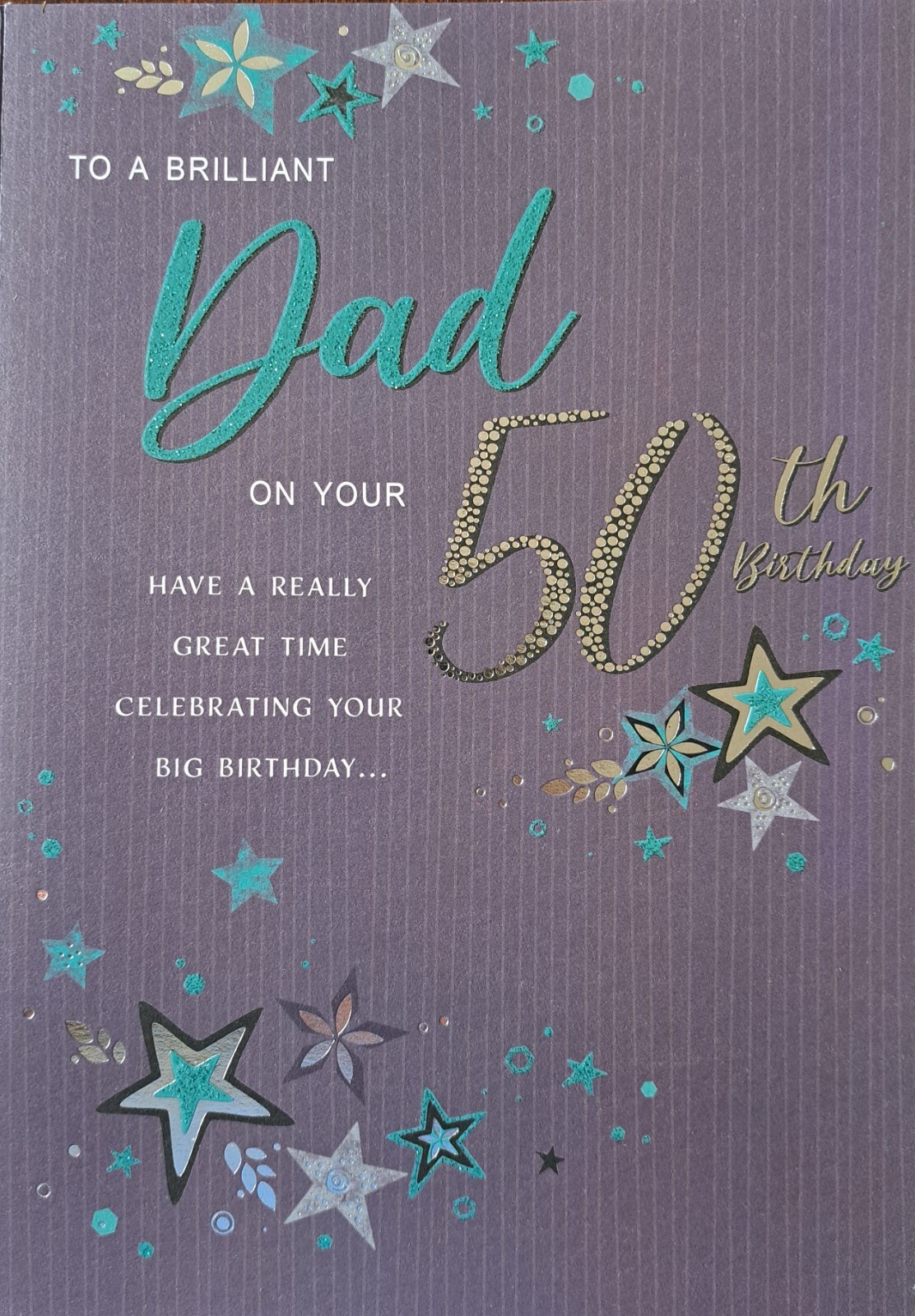 Dad 50th Birthday Card.  23x15cm (9x6 Inches)