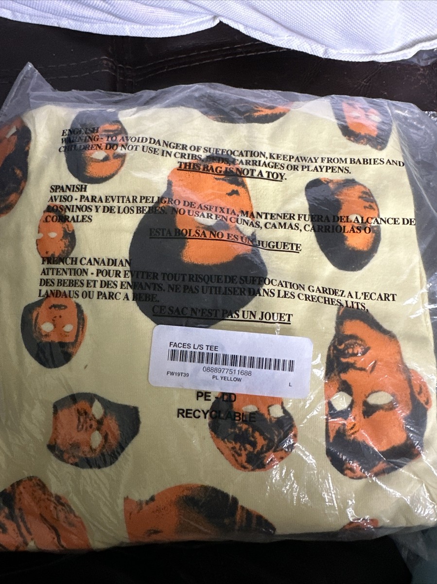 Supreme Faces L/S long sleeve tee Yellow sz L | eBay