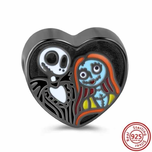 Pesadilla antes de Navidad Jack Sally Love Corazón Dije Cuentas Plata Esterlina 925