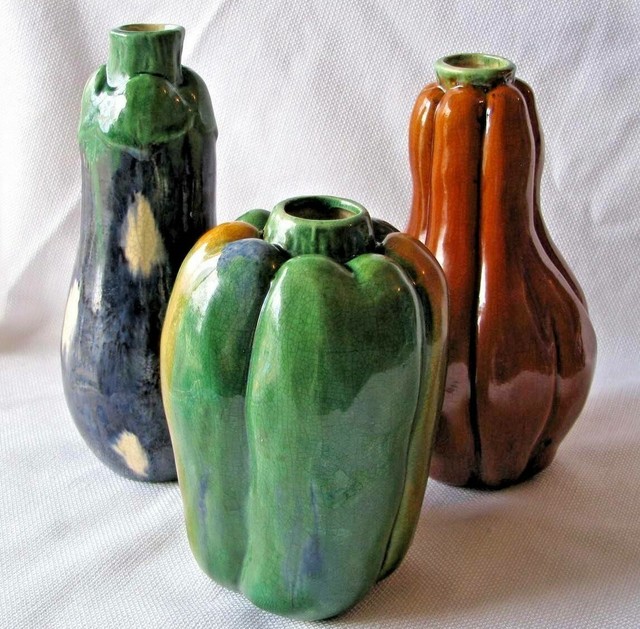 Vintage Ceramic Vegetable Vases Eggplant, Squash, Pepper Kitchen Decor eBay