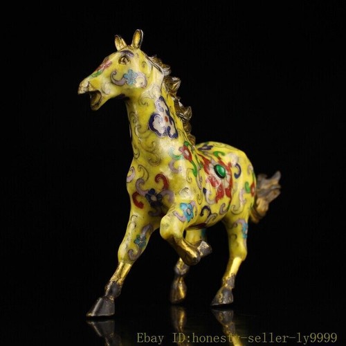 9" China bronze Cloisonne Feng Shui success Chinese Zodiac animal horse statue - Picture 3 of 9