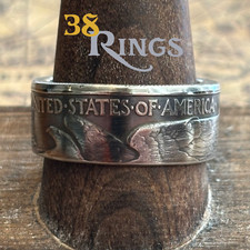 90 SILVER Walking Liberty Half Dollar EAGLE SIDE OUT COIN RING USA SIZES 5-12