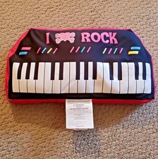Piano Music Keys Throw Pillow Cushion Rectangle Rock Black Pink Playroom Bedroom