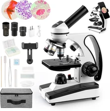 Microscope for Adults Kids 40X-2000X Compound Monocular Microscope for Students