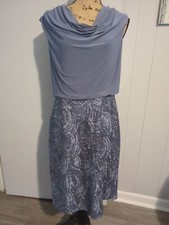 Adrianna Papell Taupe Cowl Sleeveless Periwinkle Dress Size 10 Fits Like Size 8