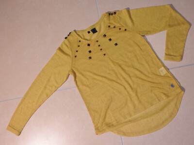 By Hound summer knit sweater mustard yellow rhinestones size 152 like new