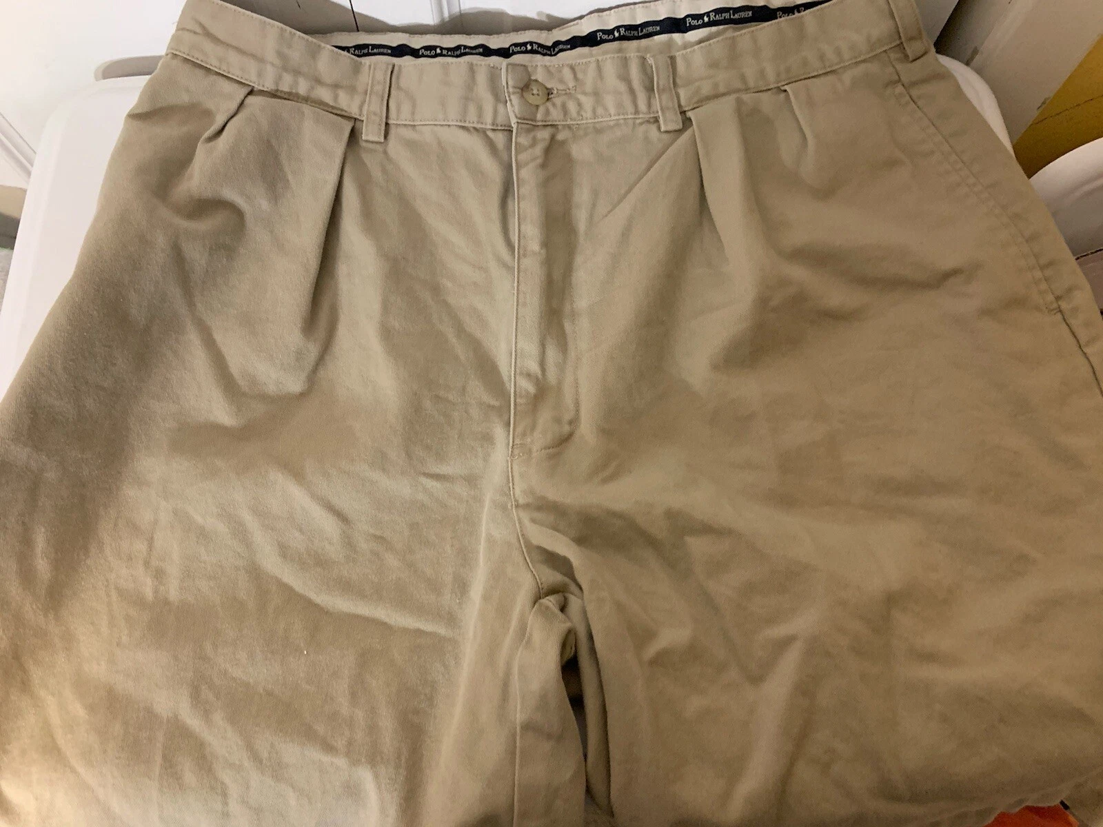 Polo Ralph Lauren Men's Sz 36 Beige Khaki Casual Wear Pleaded Front Shorts
