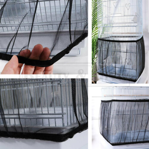 Shell Skirt Mesh Cover Pet Bird Cage Guard Nylon Net Seed Catcher S-L Black NEW - Picture 4 of 7
