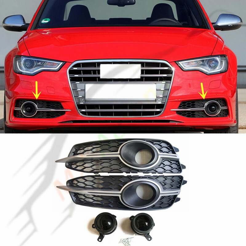 A Pair Front Bumper Fog Light Cover W/Acc For Audi A6 C7 S-Line S6