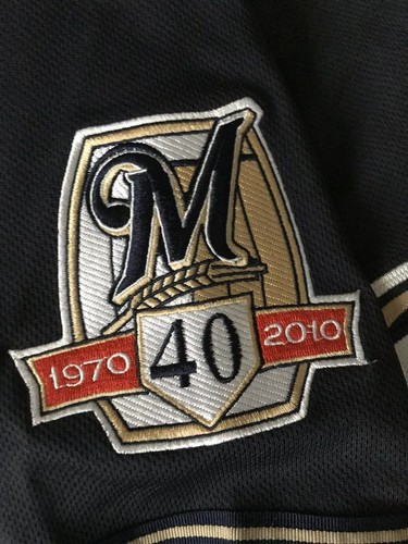 Camiseta deportiva auténtica de los Majestic Milwaukee Brewers Casey McGhee 2010 40 aniversario - Imagen 3 de 6