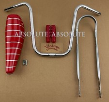 ORIGINAL LOWRIDER Chrome U Handlebar + Sissy Bar Red/Silver Banana Seat & Grips.