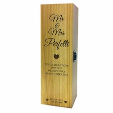 Personalised Wooden Wine Box Engraved Weddings Anniversary Gift 3 Sizes