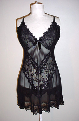 Ohlala Cheri Paris Chemise Nightie Sheer Black Stretch XXL JN9126