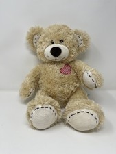 Build A Bear Brown Tan Bear w/ a Heart  Stitching Plush Toy Stuffed Animal 16  