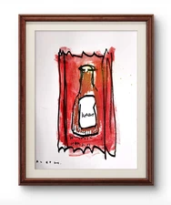 Aleph Original Art ketchu 14x11 Figurative Abstract Expressionist Painting Paper