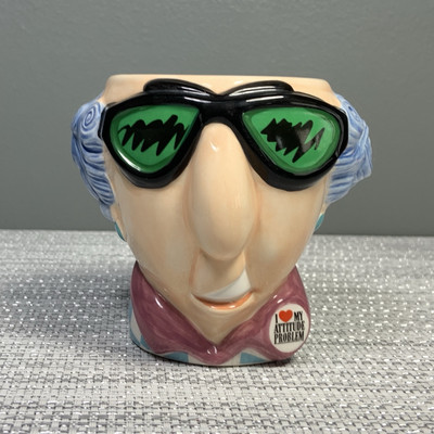 Vintage Hallmark Maxine 3D Ceramic Coffee Mug Shoebox Greetings w Pin