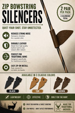 2 PAIRS - TRADITIONAL Archery LEATHER BOW STRING SILENCERS - RECURVE LONGBOW