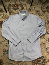 Charles Tyrwhitt Dress Shirt Mens 17 34/35 Blue Stripe Slim Fit Non Iron