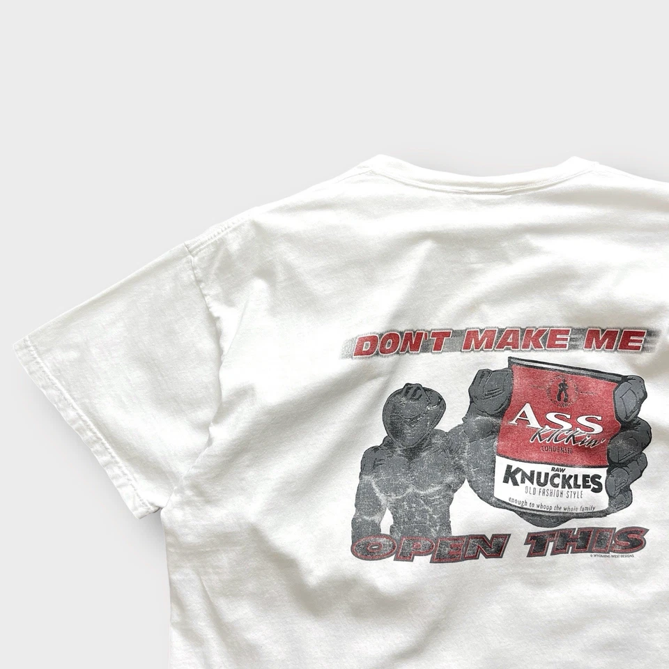 Vtg 90s Cowboy Up Can of Whoop Ass Shirt, Big Logo, Western USA Country XL Funny - Image 3 of 4