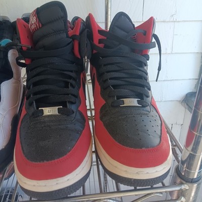 Size 8 nike air force 1 high red black white