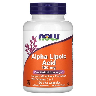 Now Foods Alpha Lipoic Acid 100 mg 120 Veg Capsules GMP Quality Assured, Vegan,