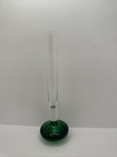 Art Glass Hand Blown Emerald GreenBubble Base Vintage Single Bud Vase 10"