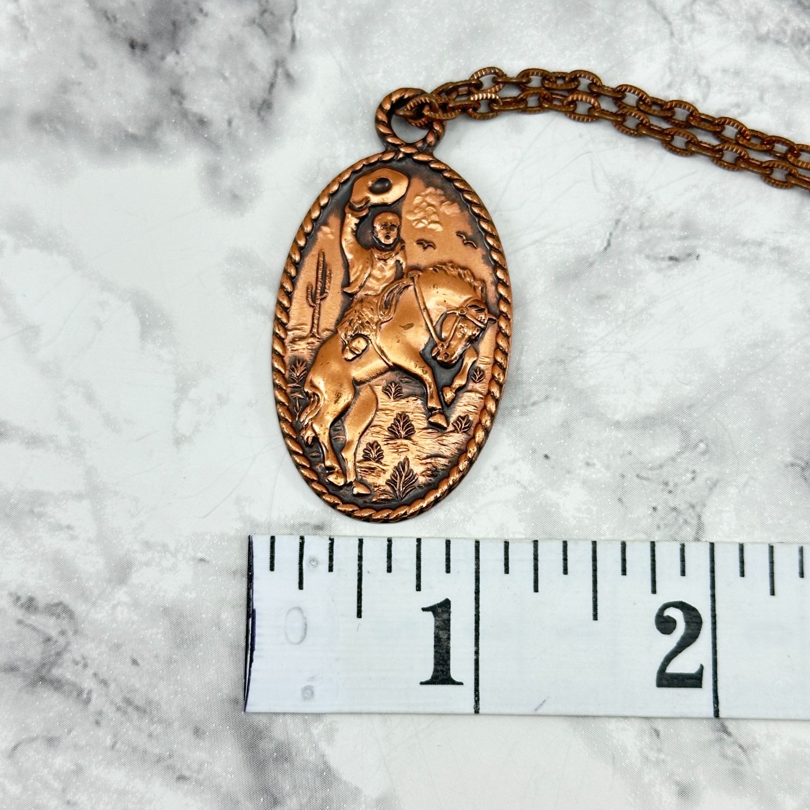 Necklace Bell Trading Post Solid Copper Chain Ova… - image 11