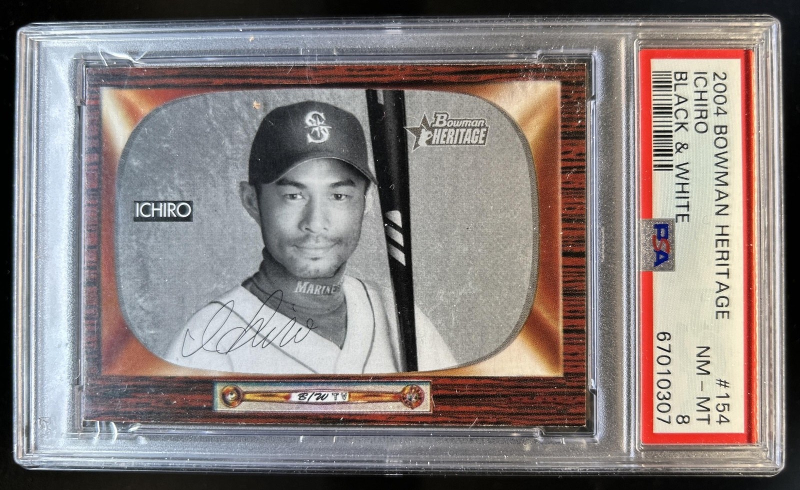 2004 Bowman Heritage Ichiro Suzuki Black and White #154 Mariners PSA 8