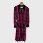 Fink Modell Vintage Wollkleid Fit 14 Rosa Multi Plissee Schottenkaro Midi 90er