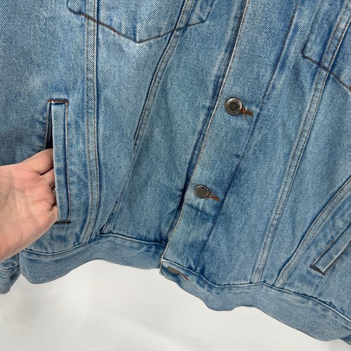 Wrangler Hero Jean Jacket Mens Medium Blue Denim Trucker Classic Vintage - Picture 4 of 7