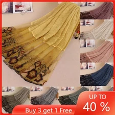 Muslim Islamic Women Lace Hijab Long Headscarf Wrap Turban Shawl Scarves Stoles