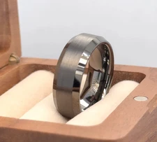 Engagement Promise Ring Gunmetal Tungsten Ring Men's Classic Simple Wedding Band