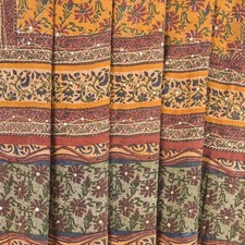 Sanskriti Vintage Saree Yellow Pure Crepe Floral Print Sari 5.5 Yd Craft Fabric