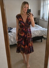 Jigsaw Wrap Dress UK 10 Abstract Small Print Midi V Neck Flattering Occasion